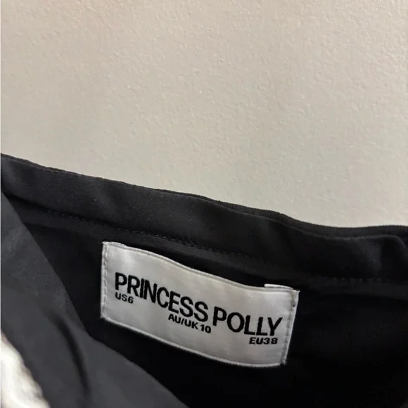 Princess Polly Black Mini Dress with White Lace Trim - Picture 4 of 4